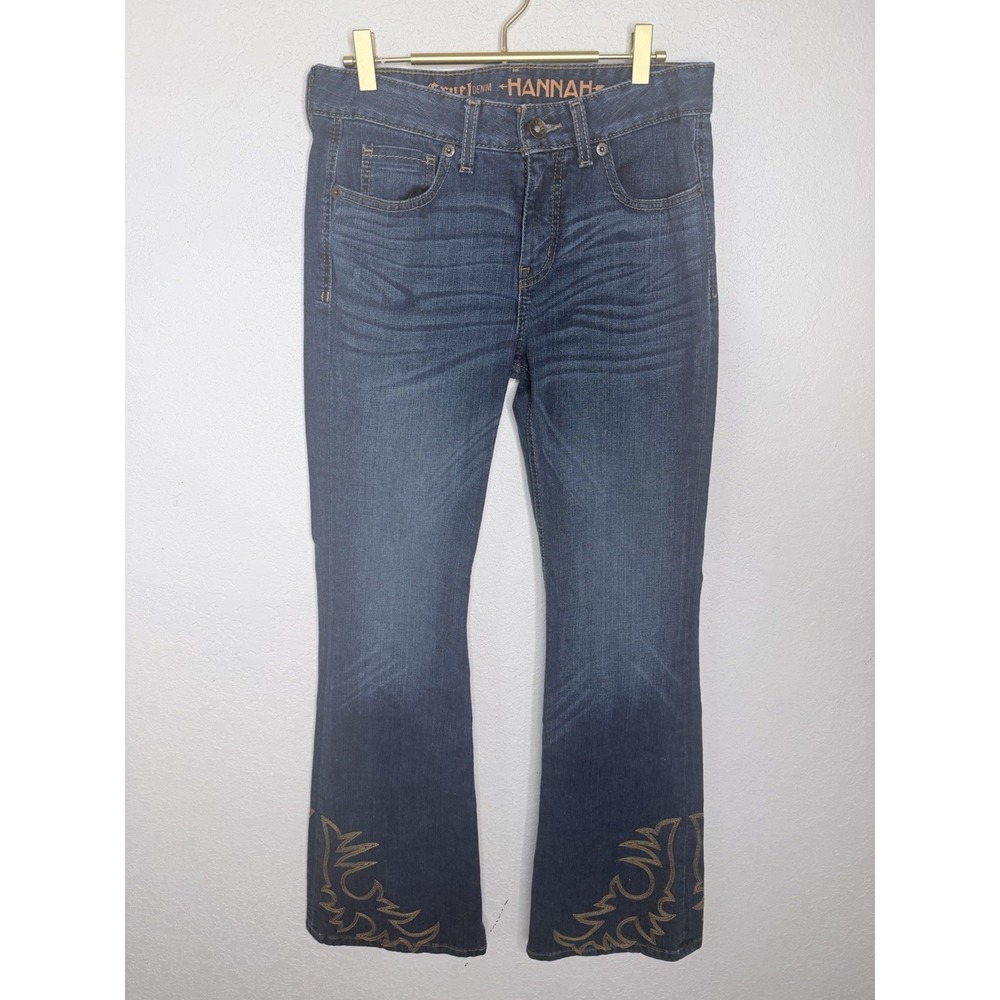 Cruel Denim Hannah Jeans‎ Size 28/5L Wide Flare Embroidery Whiskered Western
